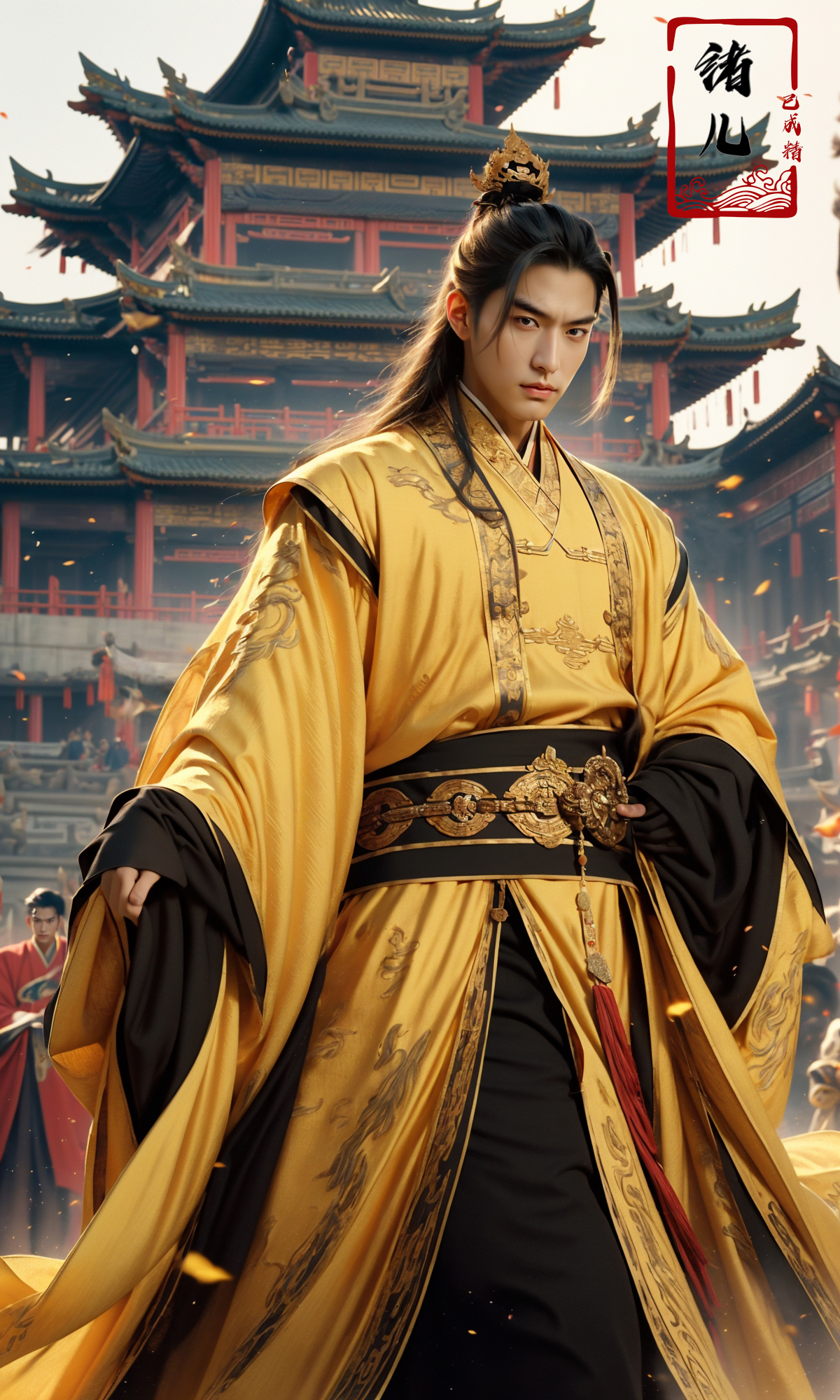 606247209521968572-473843310-Epic CG masterpiece, A Chinese Tang dynasty emperor,by guopei Wuxia,handsome, MAX Masculinity, straight crown, golden Taoist rob.jpg